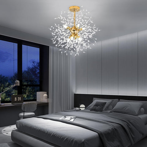 Lámparas de techo modernas de cristal, lámpara de fuegos artificiales doradas, luces de techo de cristal K9, 8 lámparas G9 de iluminación doradas para sala de estar, dormitorio, comedor, pasillo