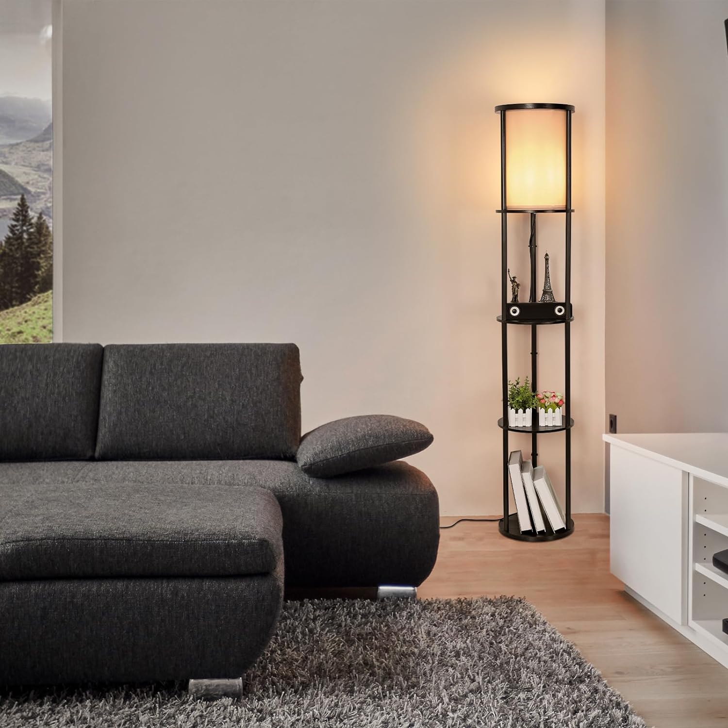 Lampadaire moderne minimaliste avec station de recharge USB et CA Lampadaire 