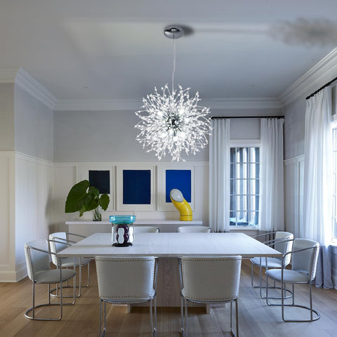 Lámpara de araña de cristal, lámpara colgante moderna de fuegos artificiales cromados, 8 luces, accesorio de iluminación colgante para sala de estar, dormitorio, comedor, cocina, pasillo (diámetro 40 cm) Bombilla no incluida