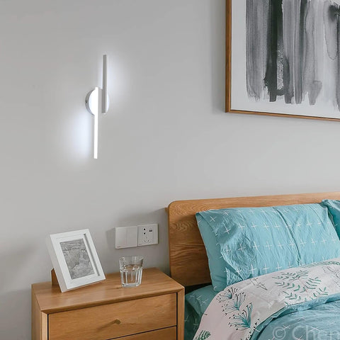 Lámpara de pared LED para interiores, lámpara de pared moderna, apliques de aluminio para sala de estar, pasillo, baño, escalera, luz nocturna (blanca), luz blanca fría de 6500K