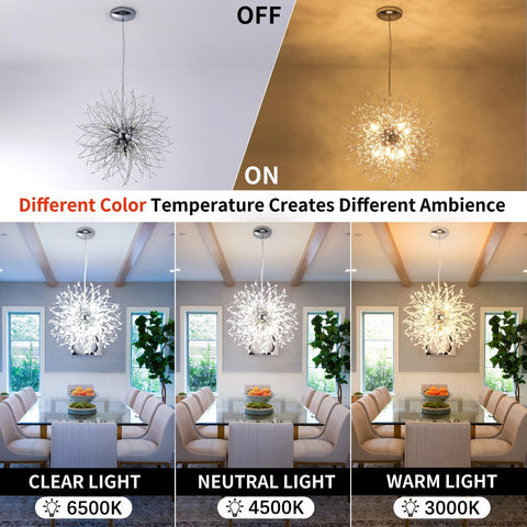 Lámpara de araña de cristal, lámpara colgante moderna de fuegos artificiales cromados, 8 luces, accesorio de iluminación colgante para sala de estar, dormitorio, comedor, cocina, pasillo (diámetro 40 cm) Bombilla no incluida