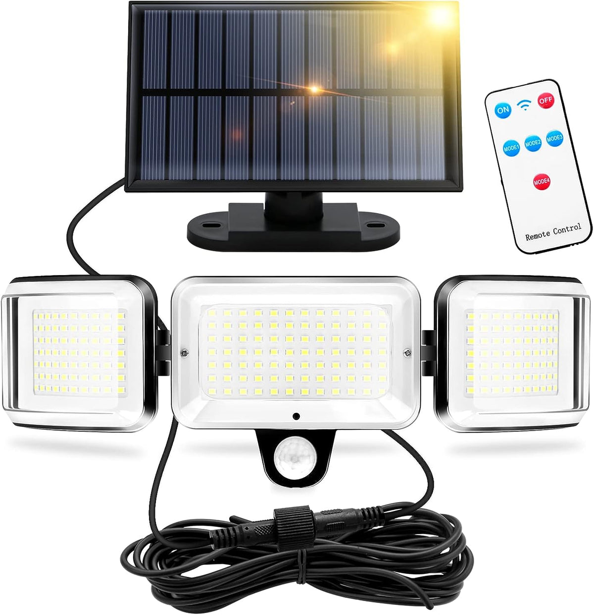 Solar Light Outdoor 224 LED Bewegingssensor LED Wandlamp Koel Wit 6000K voor Binnenplaats Tuin Gang Terras Dichtbij muur Pad Patio Villa