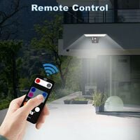 Luz solar al aire libre, 90 LED luz solar al aire libre con sensor de movimiento, 4 modos lámpara solar de seguridad impermeable al aire libre, lámpara de pared de control remoto de 3 colores para jardín patio