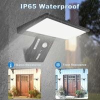 Luz solar al aire libre, 90 LED luz solar al aire libre con sensor de movimiento, 4 modos lámpara solar de seguridad impermeable al aire libre, lámpara de pared de control remoto de 3 colores para jardín patio