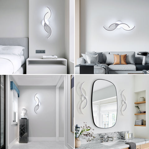 Aplique de pared minimalista moderno en aluminio blanco 41x14x6,5cm - Luz blanca 6500K, 220V