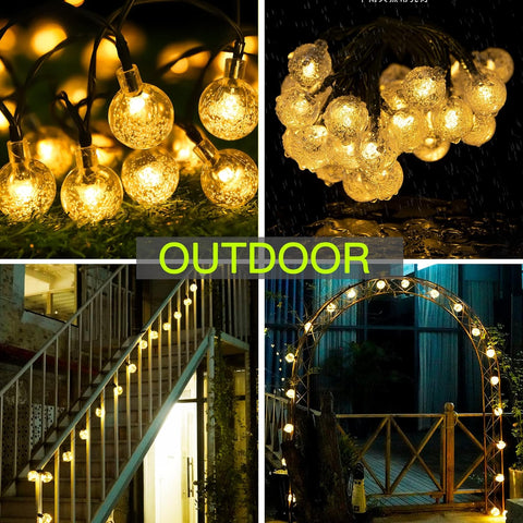 Guirnaldas de luces solares para exteriores, 9,5 M, 50 LED, 8 modos, lámparas solares con control remoto, luces de cadena para exteriores alimentadas por energía solar y USB