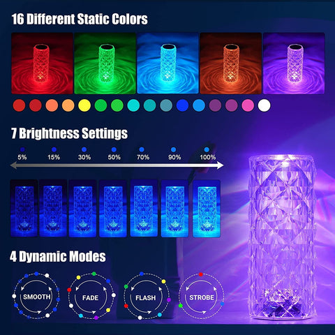 Lámpara de escritorio LED y lámpara de noche acrílica con control remoto táctil, 16 colores y 4 modos, luz ambiental RGB que cambia de color