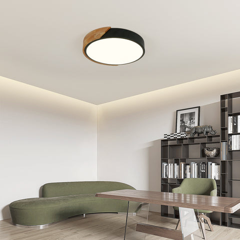 Plafonnier LED Bois Rond 30W