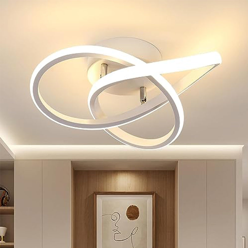 Clover LED-plafondlamp in wit aluminium - Elegante plafondlamp 30x10cm, zacht licht 3000K, vermogen 30W, geschikt voor 220V