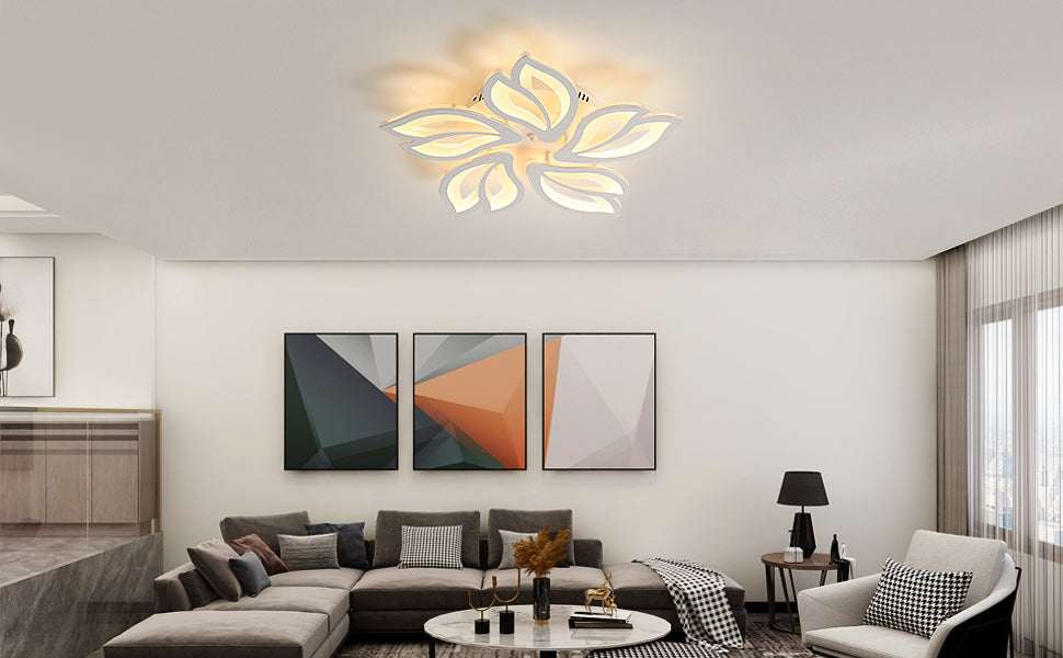 Plafonnier LED 65W, Creative Fleur de Forme Lampe de Plafond Moderne