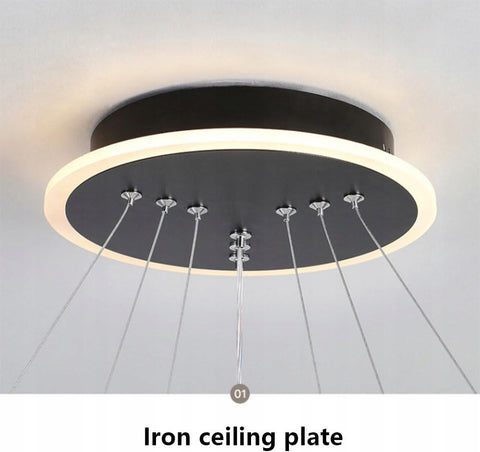Lámpara de araña LED moderna y sencilla, lámpara colgante doble negra con control remoto, decoración de luz regulable 3000-6000K Se puede utilizar para iluminación