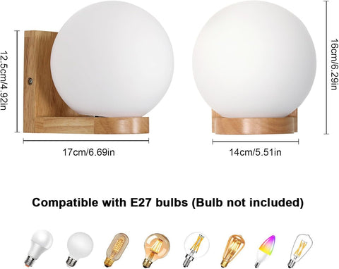Aplique de Pared Madera & Vidrio – E27 Moderno