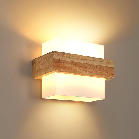 Aplique de Pared Interior de Madera E27 con Bombilla 12W Tres Colores