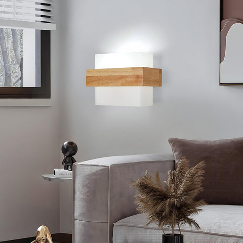Aplique de Pared Interior de Madera E27 con Bombilla 12W Tres Colores