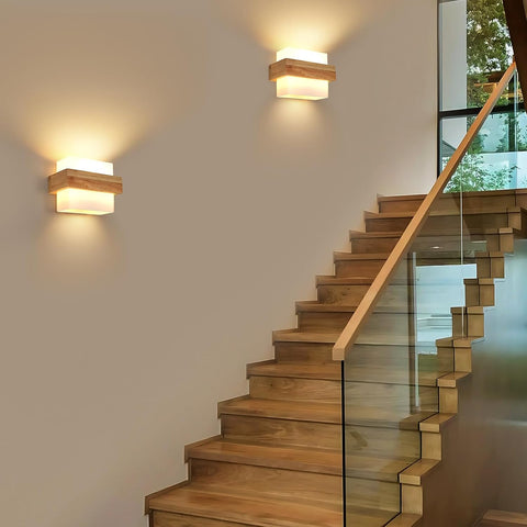 Aplique de Pared Interior de Madera E27 con Bombilla 12W Tres Colores
