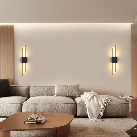 Aplique de Pared LED Interior Negro y Dorado 40CM 10W 3000K Luz Cálida