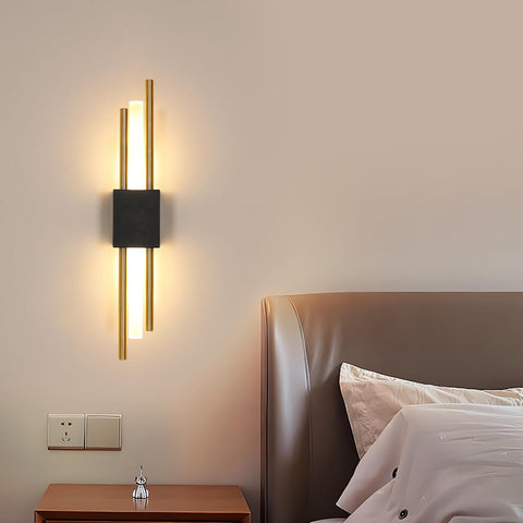 Aplique de Pared LED Interior Negro y Dorado 40CM 10W 3000K Luz Cálida