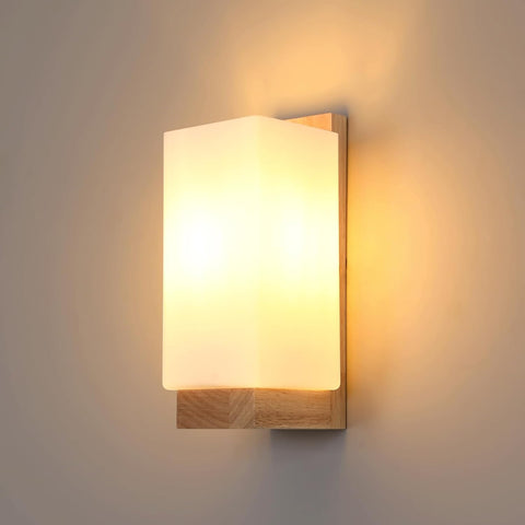 Aplique de Pared Moderno de Madera y Cristal