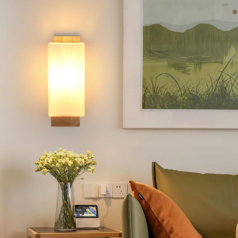 Aplique de Pared Moderno de Madera y Cristal