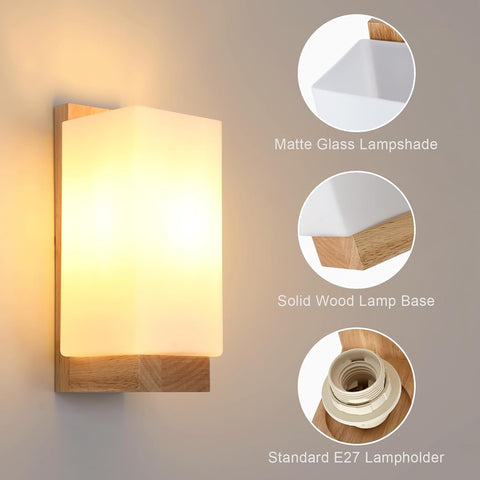 Aplique de Pared Moderno de Madera y Cristal