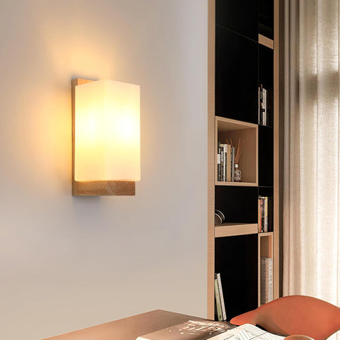 Aplique de Pared Moderno de Madera y Cristal