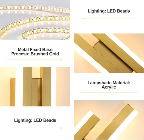 Aplique LED Dorado Moderno 16W 3 Temperaturas 1800LM