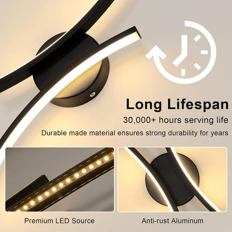 Lámpara de pared LED moderna 20W 2250LM negra