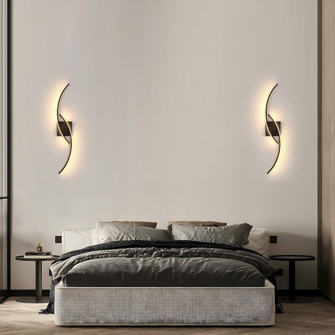 Aplique de pared LED negro con forma de ola 27W