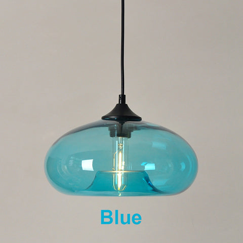 Lámpara colgante colorida colgante de vidrio moderna para sala de estar, bar, cocina, restaurante, cafetería, comedor, accesorios de iluminación nórdicos para el hogar (color azul)