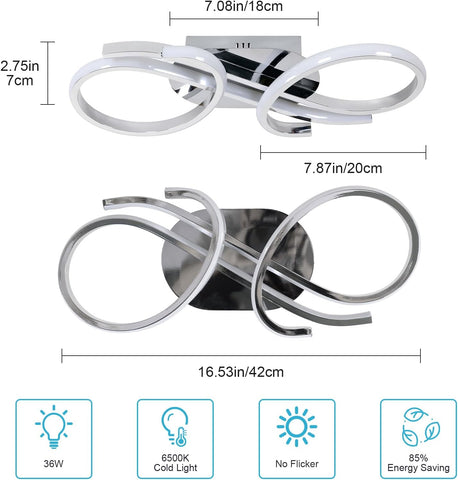 Lámpara de Techo LED Moderna de Doble Aro