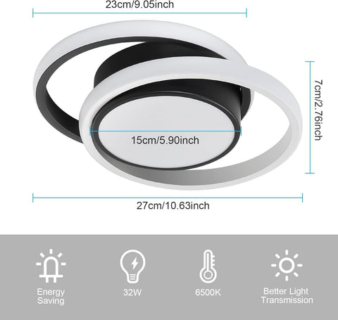 Plafón LED Moderno de Doble Círculo 32W