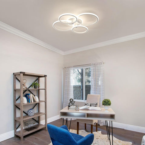 Plafón LED Moderno de 4 Aros, 39W