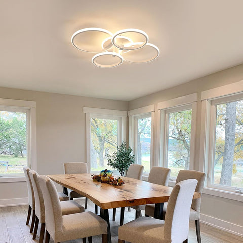 Plafón LED Moderno de 4 Aros, 39W