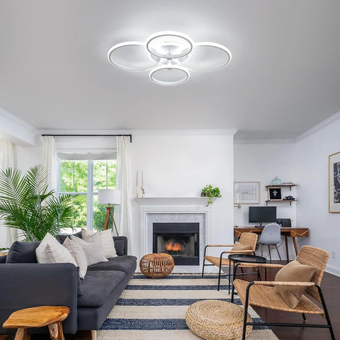 Plafón LED Moderno de 4 Aros, 39W