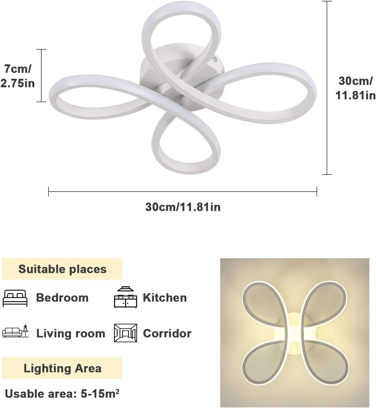 Lámpara de Techo LED Moderna 30W Diseño Floral