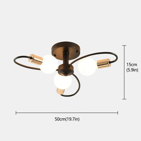 Lámpara de techo moderna, lámpara de techo creativa, metal negro dorado E27 para sala de estar, restaurante, estudio, 3 luces (sin bombillas)