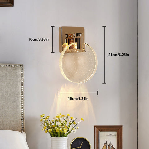 Aplique LED Moderno, Dorado, Acrílico, Luz Tricolor de 3W, D16*H21CM