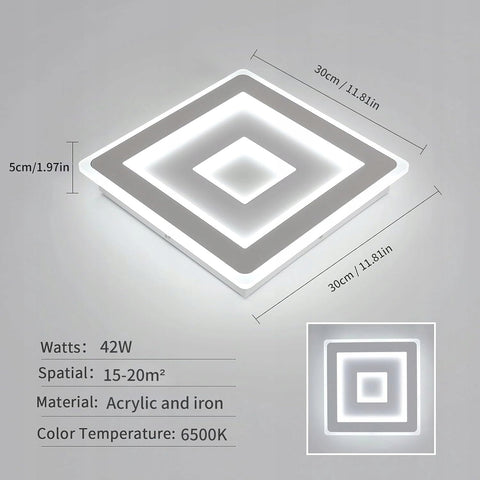 Lámpara de Techo LED Ultrafina, Blanca, Luz Blanca Fría 42W 6500K, Acrílico, 30*5 CM