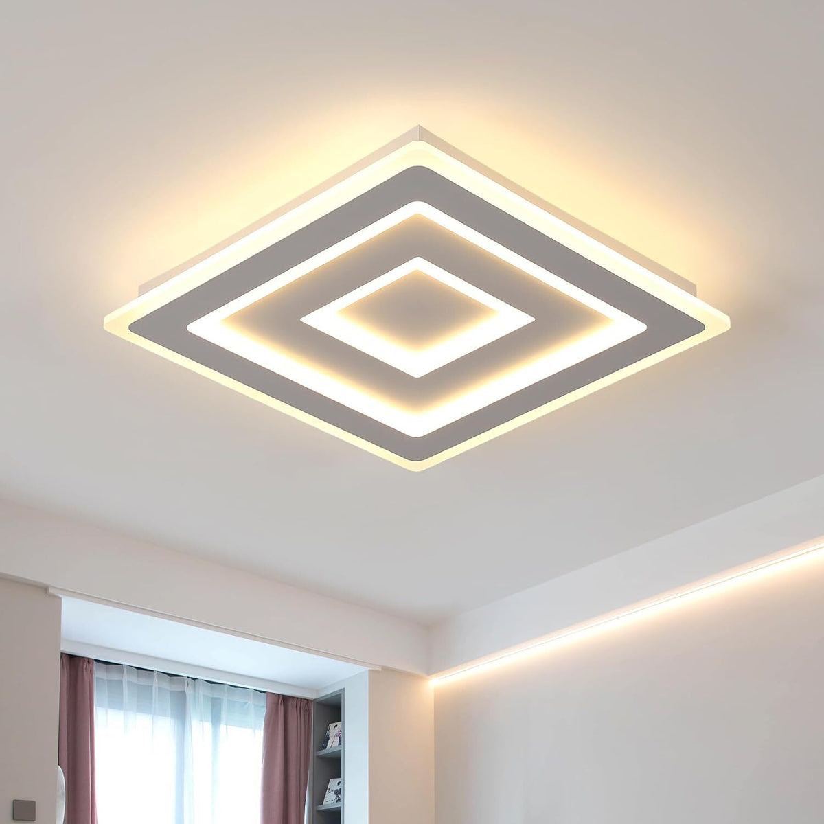 Lámpara de Techo LED Ultrafina, Blanca, Luz Blanca Cálida 52W 3000K, Acrílico, 40*5 CM