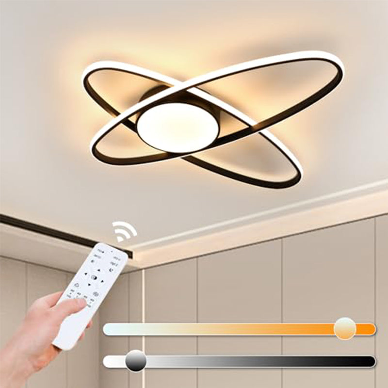 Lámpara de techo LED negra moderna universal, lámpara colgante LED, lámpara de techo ovalada de montaje empotrado para sala de estar, comedor, dormitorio, cocina, iluminación interior