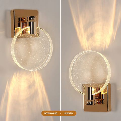 Aplique LED Moderno, Dorado, Acrílico, Luz Tricolor de 3W, D16*H21CM