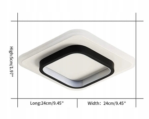 Luz de Techo LED, Cuadrada Negra + Blanca, Luz Blanca Fría 40W 6500K, 40*40*5CM, para Pasillo de Pasillo