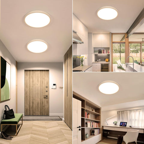 Luz de techo LED ultrafina de 2 uds, redonda blanca * 40CM, luz blanca cálida de 36W 3500K, PVC, Triple protección para dormitorio y baño