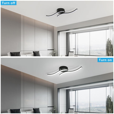 Luces de Techo LED, 2 Paralelos Negros, Luz Blanca Fría 12W 6500K, 60*12 CM, para Sala de Estar del Dormitorio