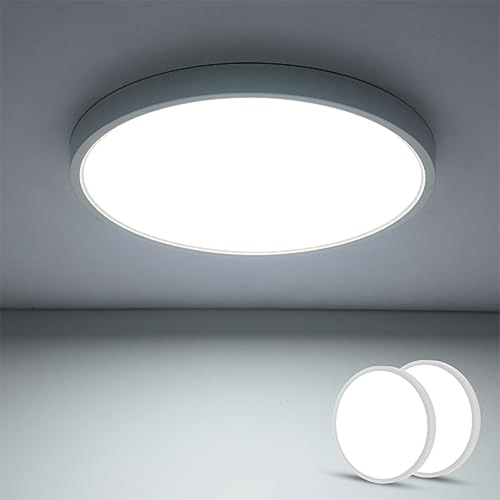 2 szt. Ultracienka lampa sufitowa LED, biała okrągła 40 cm, 36 W 6500 K, chłodne białe światło, PCV