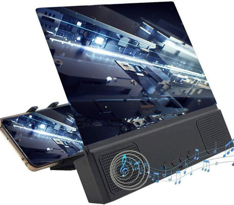 Lupa de pantalla con altavoz, lupa amplificadora de pantalla 3D de 12 pulgadas, aumento de 3-4 voltios