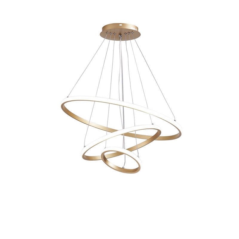 Suspension Ronde Dorée 40W - Dimmable avec Télécommande 3000K à 6500K - Lustre Tricolore - Parfait pour Salon Chambre