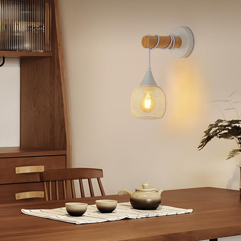 Lámpara de pared creativa en forma de linterna, blanca, metal, base E27 (sin bombilla), para pasillo de dormitorio