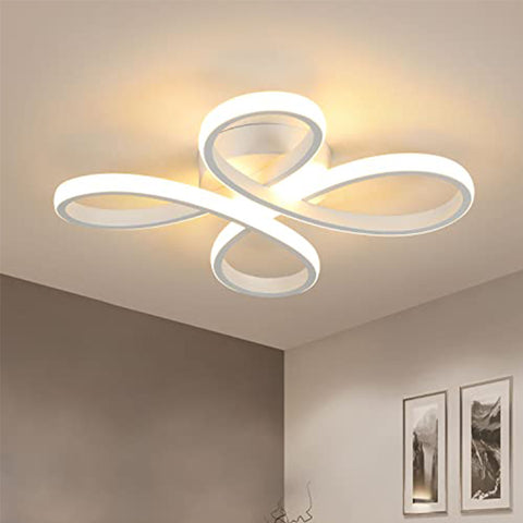Lámpara de techo LED moderna de aluminio con forma de flor - Blanco, 40 cm, luz cálida - Ideal para salón, dormitorio, cocina y pasillo