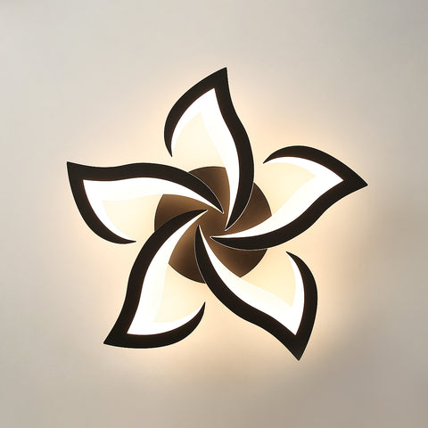 Lámpara de techo LED regulable, lámpara de techo moderna de 40W 3500LM con control remoto, diseño de pétalos creativos, lámpara de techo acrílica para sala de estar, dormitorio, comedor,Φ60cm negro